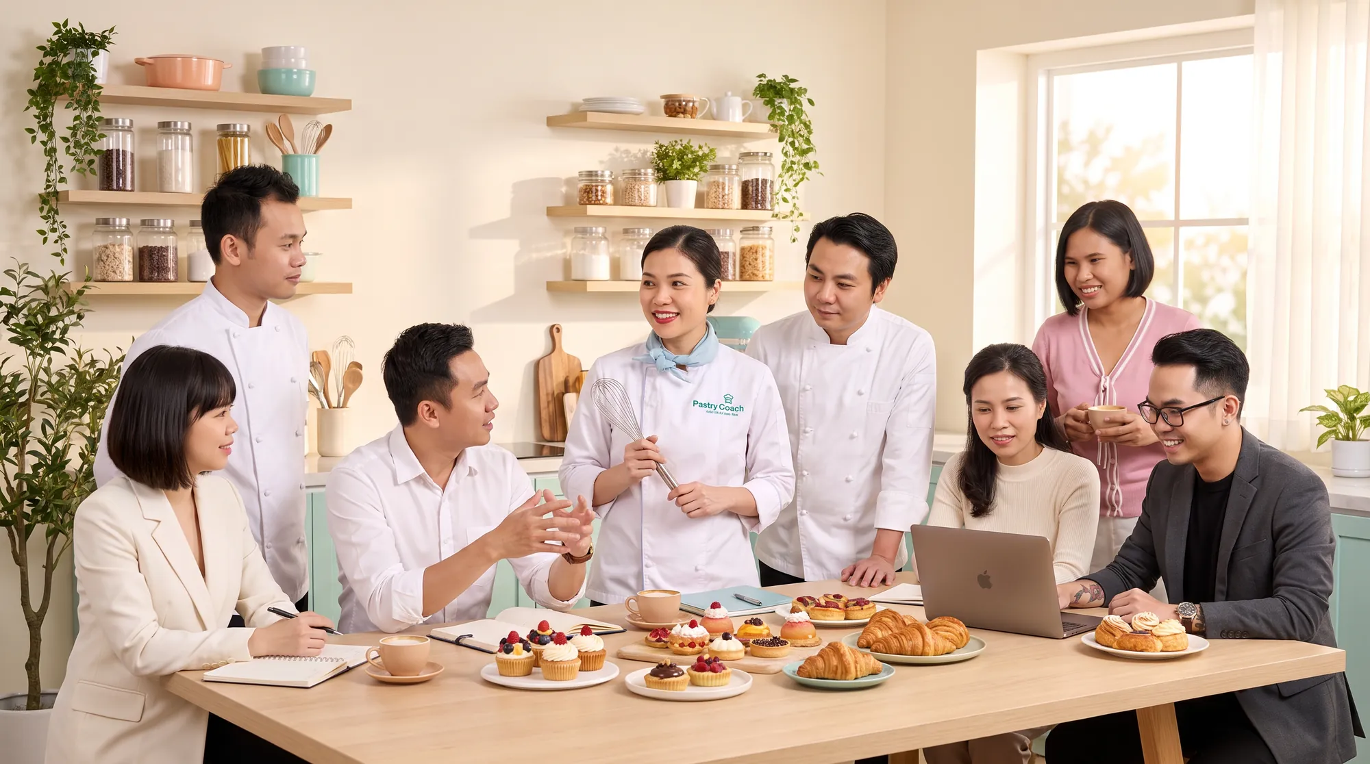 Jullia Trần cùng đội ngũ mentor MPC trong studio bếp